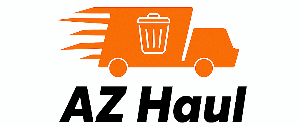 AZ Haul junk removal truck logo with trash can icon and motion lines