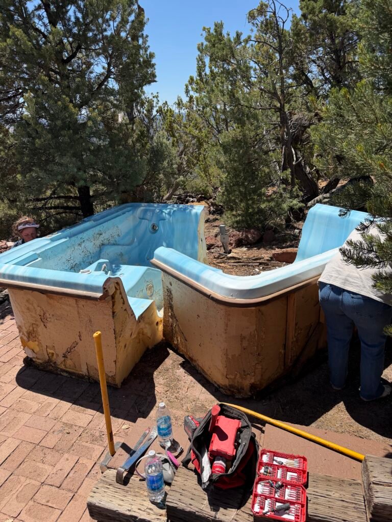 Hot tub removal in Flagstaff: old spa before haul-away