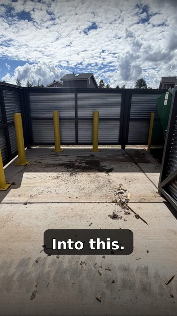 Same apartment trash enclosure cleared and empty after AZ Haul bulk pickup